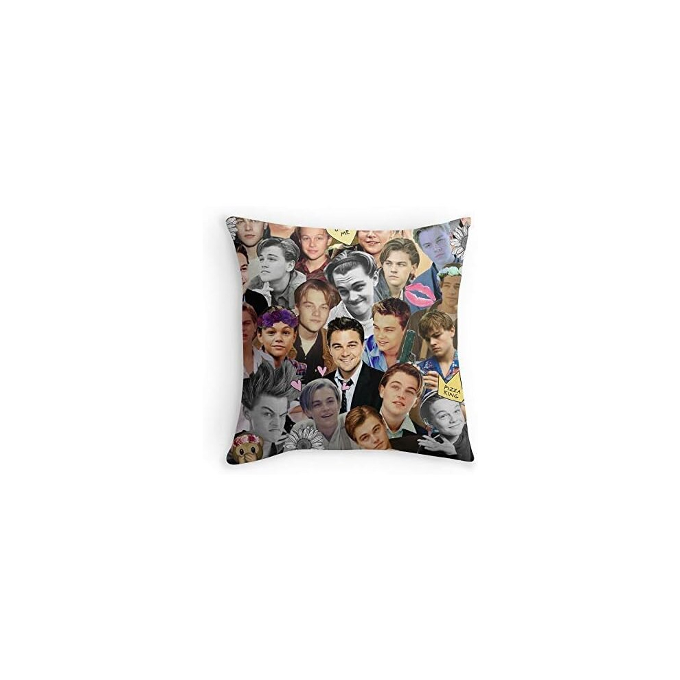 Pillowcases Soft Cushion Covers Throw Pillow Case Leonardo DiCaprio Collage for Sofa Couch Living Room Bed Decorative (Square 18x18)