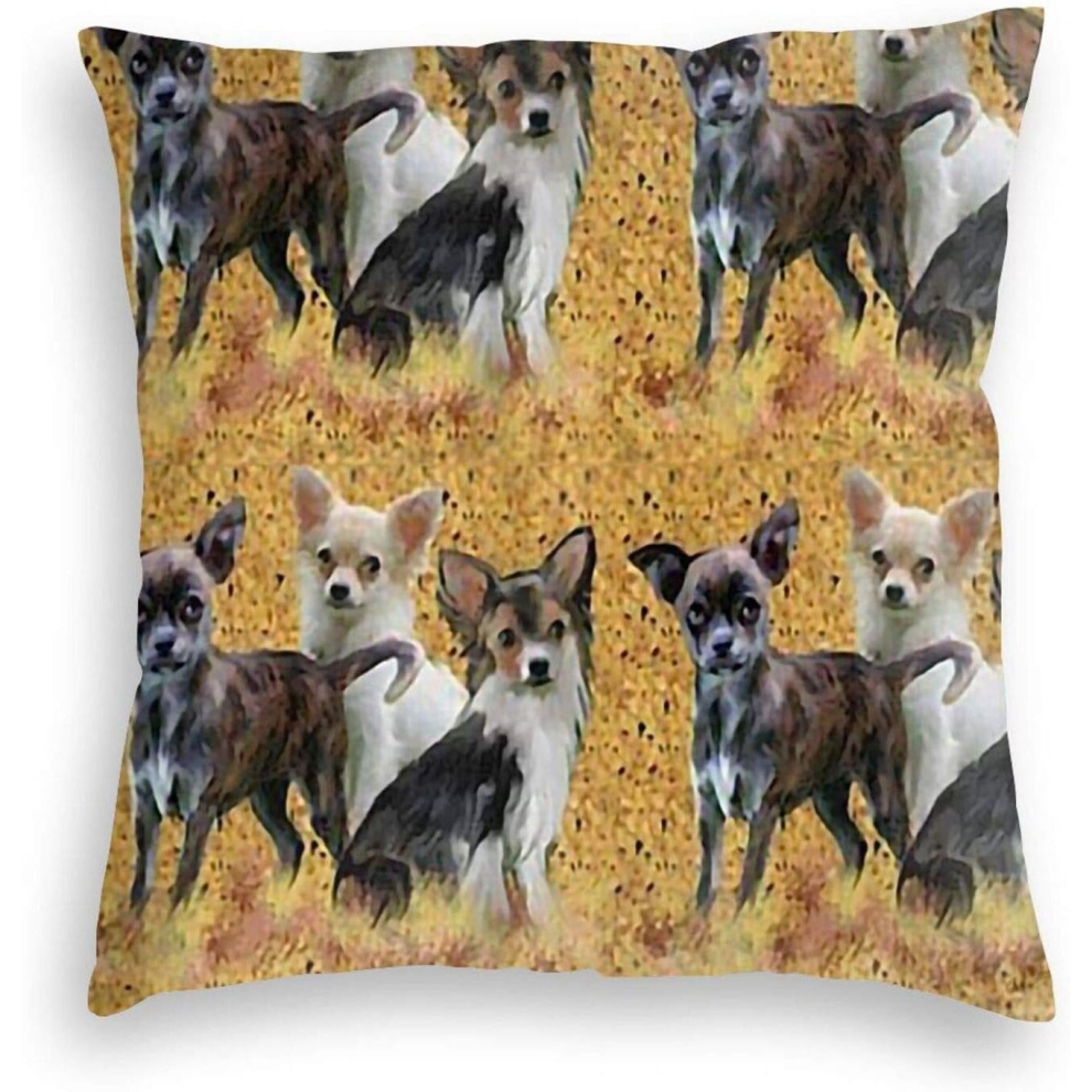 Chihuahua Groupingunisex Funny Cartoon Velvet Pillowcase Graphic Printing Pillow Invisible Zipper Sofa Swan Velvet Pillow Covers(16"X16",Black)-image-OPC-PCRQQ5S-NEW