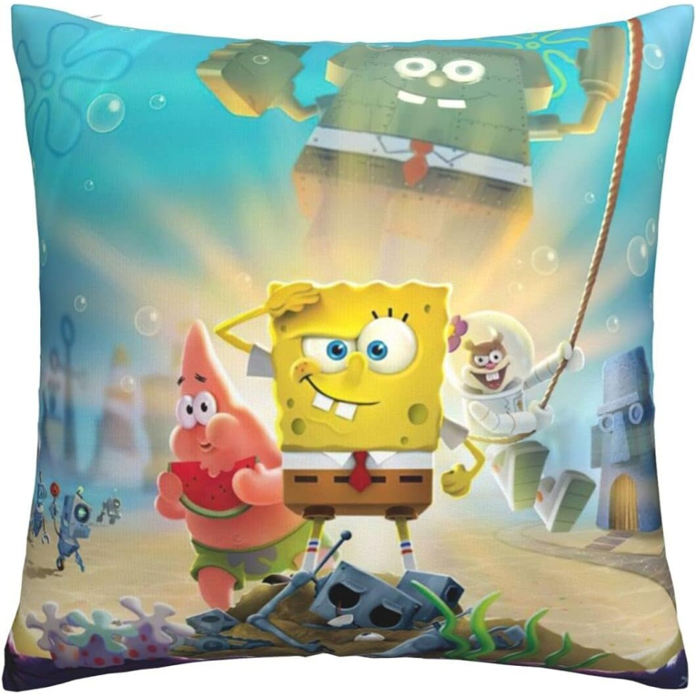 Soft and Comfortable Spongebob Cushion Covers 45cm x 45cm Square Throw Pillowcases 18x18 Inch Double-Sided Printing-image-OPC-PCRQQ6M-NEW
