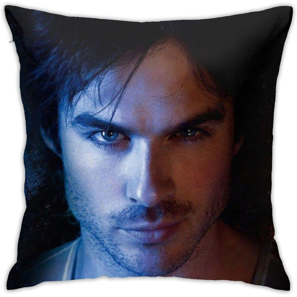 Damon Salvatore Memy Square Pillowcase Both Sides Print Throw Pillows Cover for Sofa Bedroom 18x18 Inches