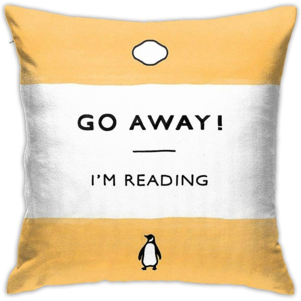 Go Away Im Reading  Penguin Classic Book  Book Lover Book Quote Cushion Throw Pillow Cover Decorative Pillow Case For Sofa Bedroom 45CM*45CM