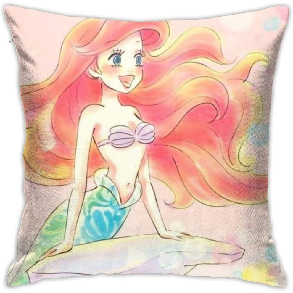 Soft Decorative Throw Pillow Cases Little Mermaid Square Pillowcase Comfy Cushion Cover Luxury Pillow Cover-image-OPC-PCRQRGN-NEW