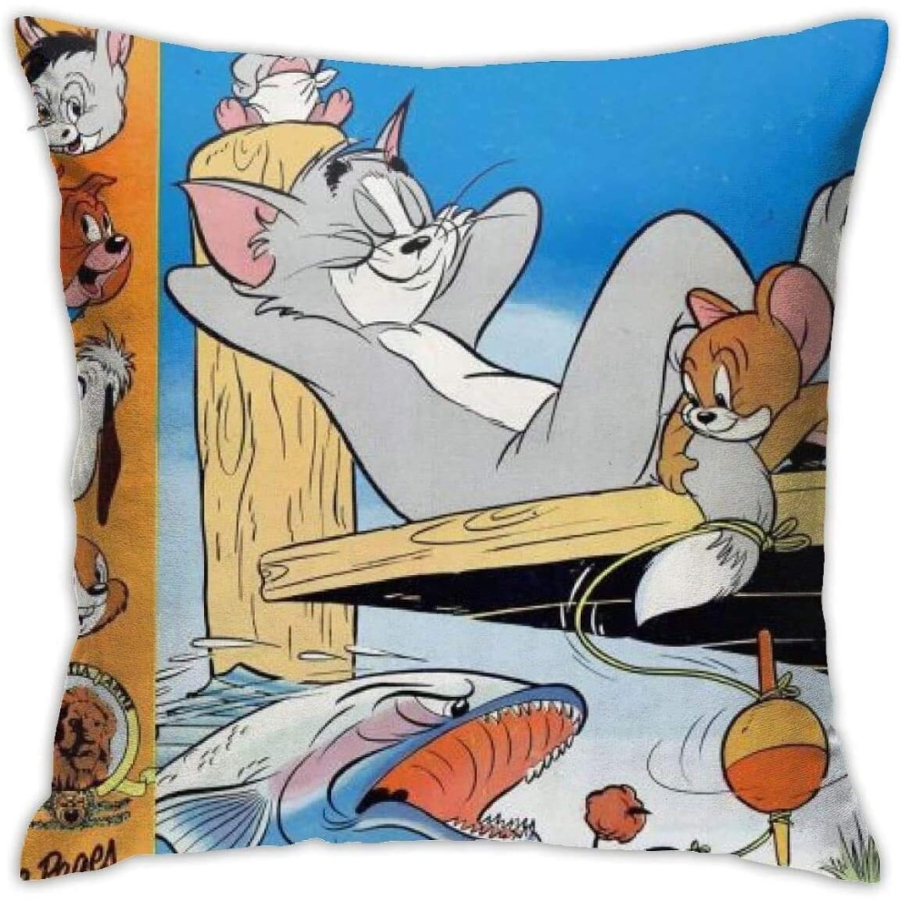 Throw Pillow Covers Tom and Jerry Pillowcase Cushion Case for Sofa Bed Chair Home Decor.(18x18 Inch)-image-OPC-PCRQN88-NEW