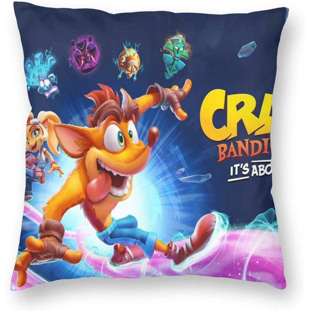 Crash Bandicoot 4 -It'S About Time Cushion Cover Throw Sofa Pillowcase Chair Cushion Cartoon Bed Pillow Car Seat Cushion 45cm*45cm Cushion Covers