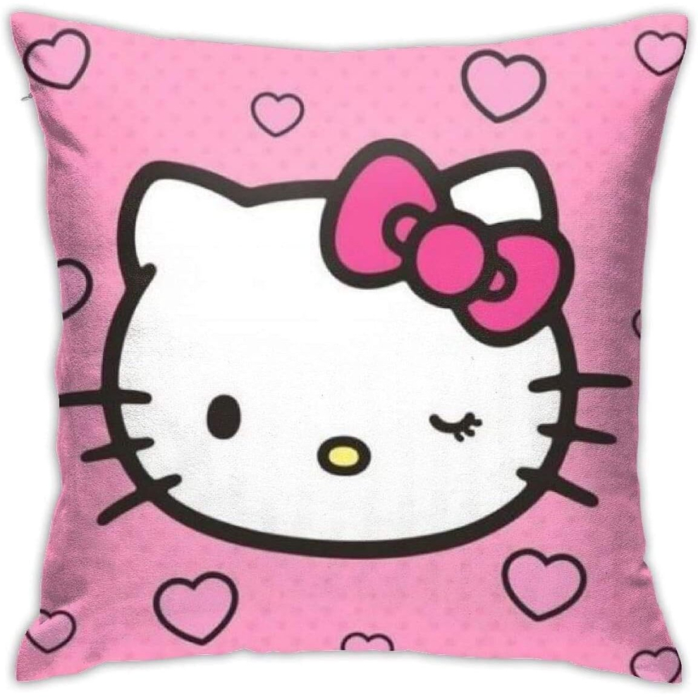 Throw Pillow Covers Hello Kitty Pillowcase Cushion Case for Sofa Bed Chair Home Decor.(18x18 Inch)