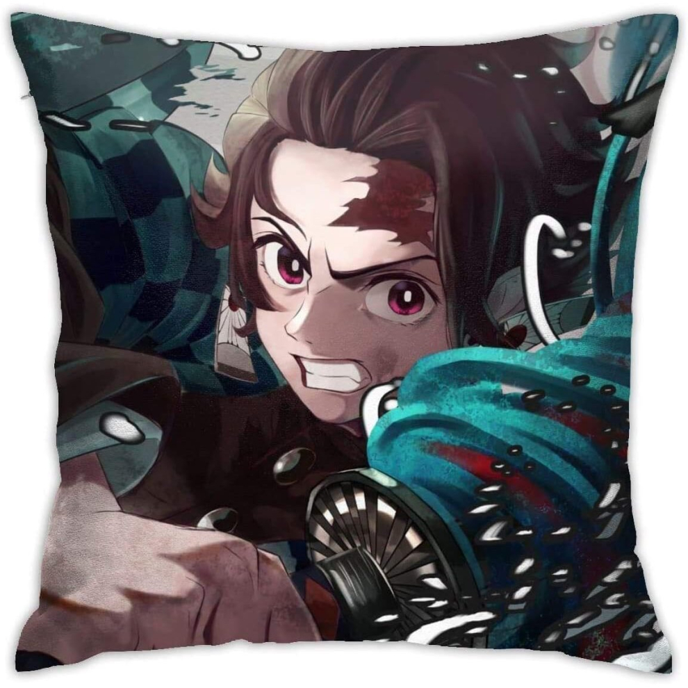 throwing pillow case home decoration bed sofa sofa farmhouse cushion cover on both sides 45cm*45cm-Demon Tanjiro Kimetsu-image-OPC-PCRR27W-NEW