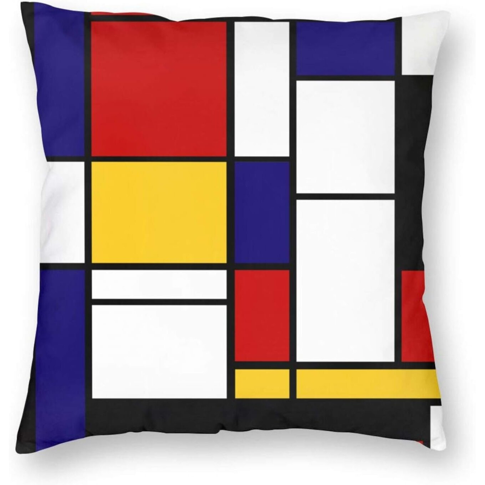 Artistic Mondrian Style Color Composition Red Cushion Cover Throw Sofa Pillowcase Chair Cushion Cartoon Bed Pillow