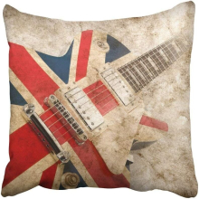 18x18 Inch Throw Pillow Cover Music Grunge British Pop Guitar Rock London Jack Union Brit Flag Britain Cushion Decorative Pillowcase
