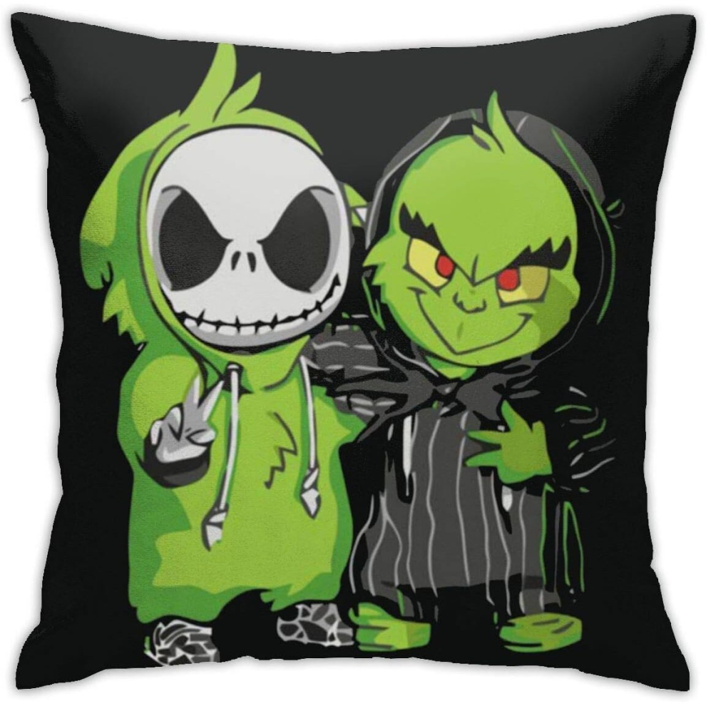 Baby Grinch and Jack Skellington Hypoallergenic Soft Pillowcases Luxury Breathable Cushion Cover Throw Pillow Case 18x18 inchs-image-OPC-PCRRB22-NEW