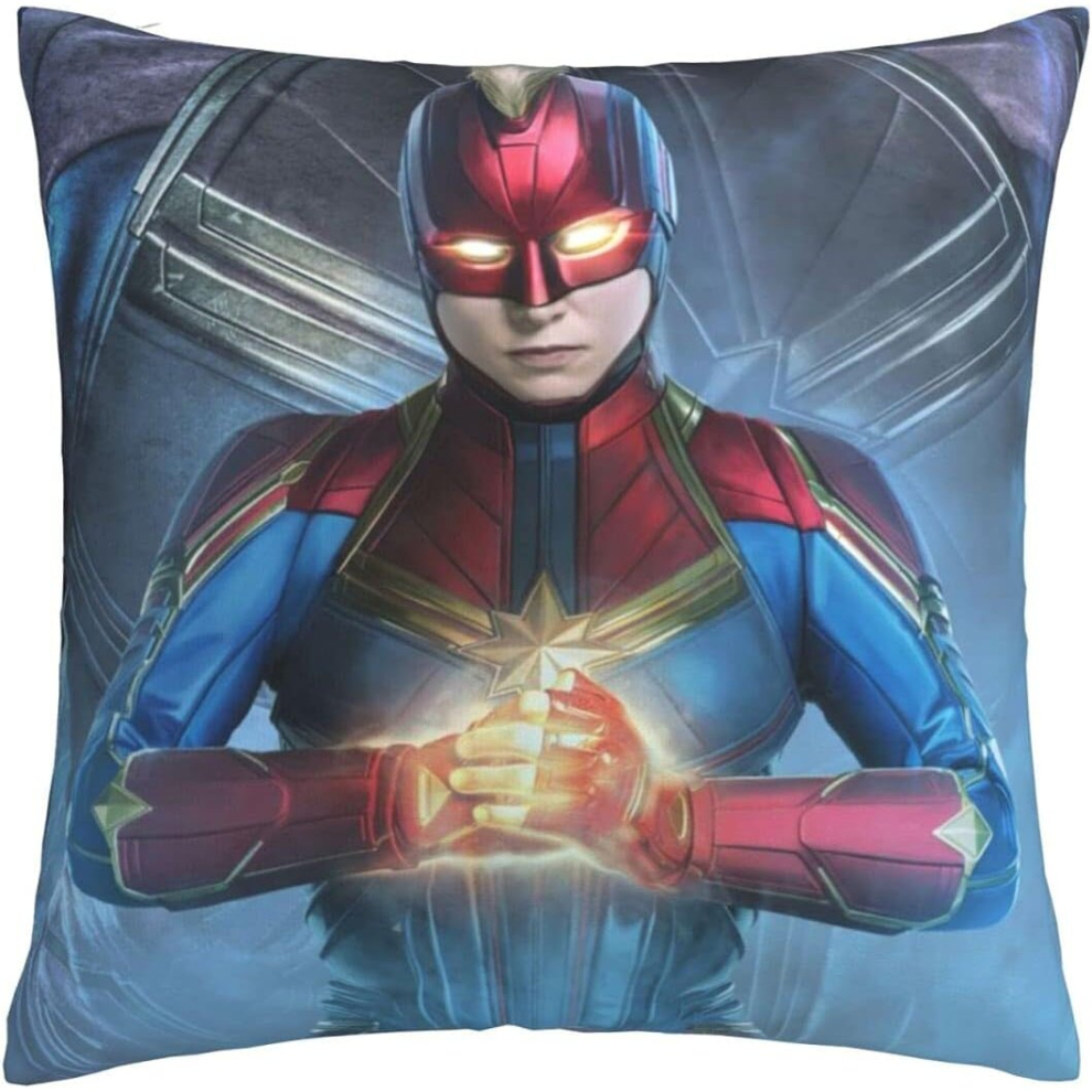 Soft and Comfortable Captain Marvel Cushion Covers 45 X 45 Cm Square Throw Pillowcases Outdoor Decor  18 X 18 Inch Double-Sided Printing-image-OPC-PCRRDM9-NEW