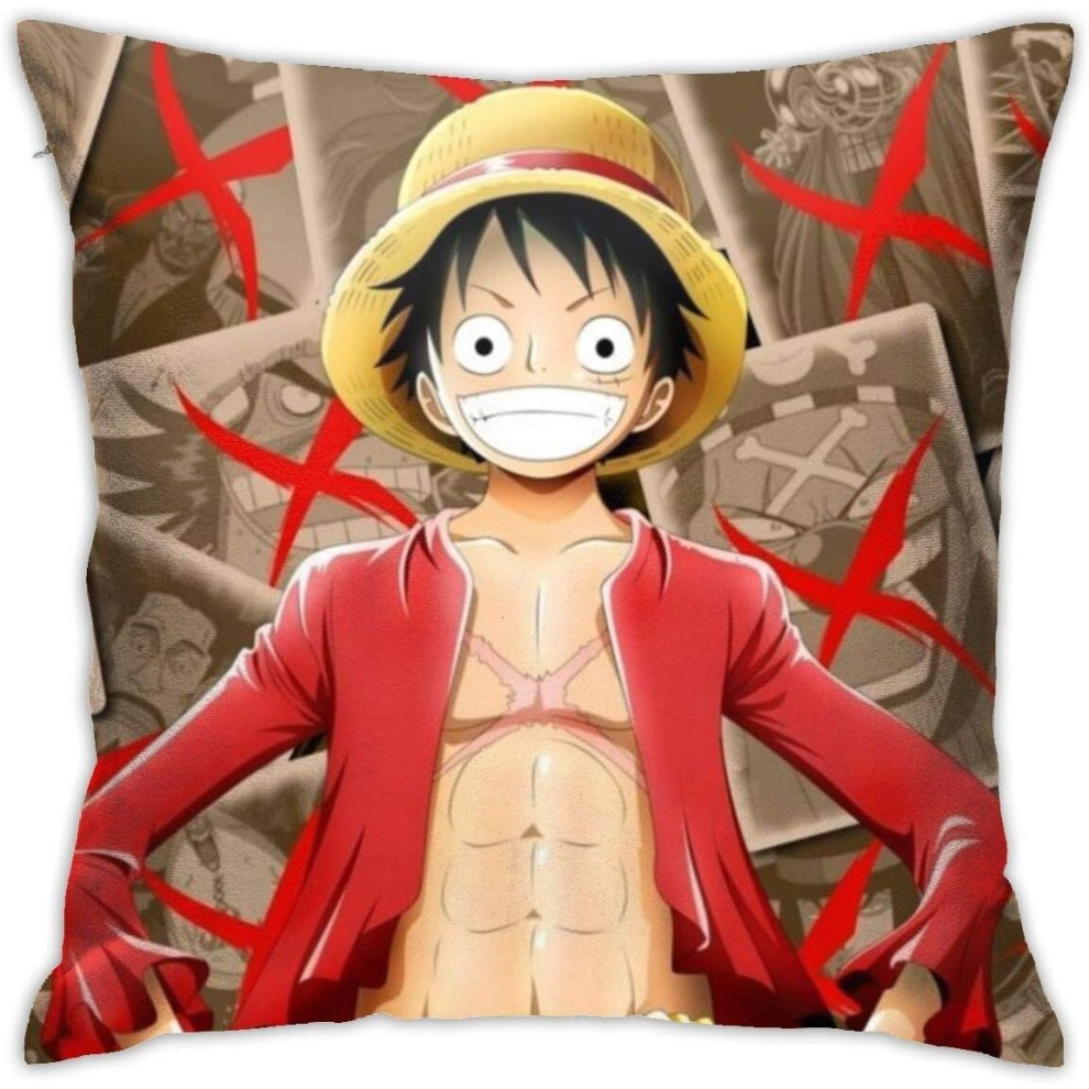 Anime One Piece Luffy Throw Pillow Covers Decorative Cotton Pilloases for Living Room Sofa Couch Bed Soft Pillow Cases 45CM*45CM