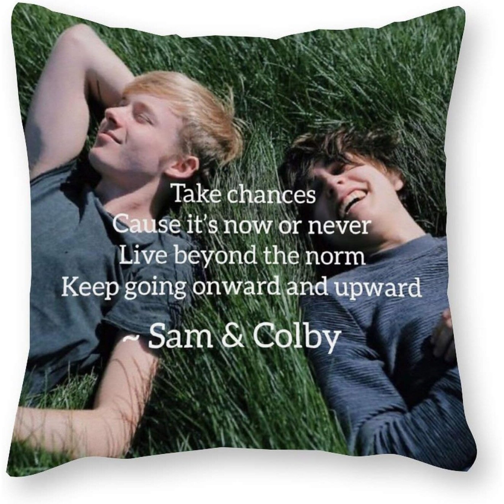 Sam and Colby Cushion Pillow - Pop Art - Canvas Pillowcase Single - Without Filling pad - 40x40cm (Cover only)