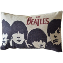 The Beatles Limited Memorabilia Retro Throw Pillow Case Decor Cushion Covers Oblong 2012 Beige Black Cotton Blend Linen (50cmx75cm)