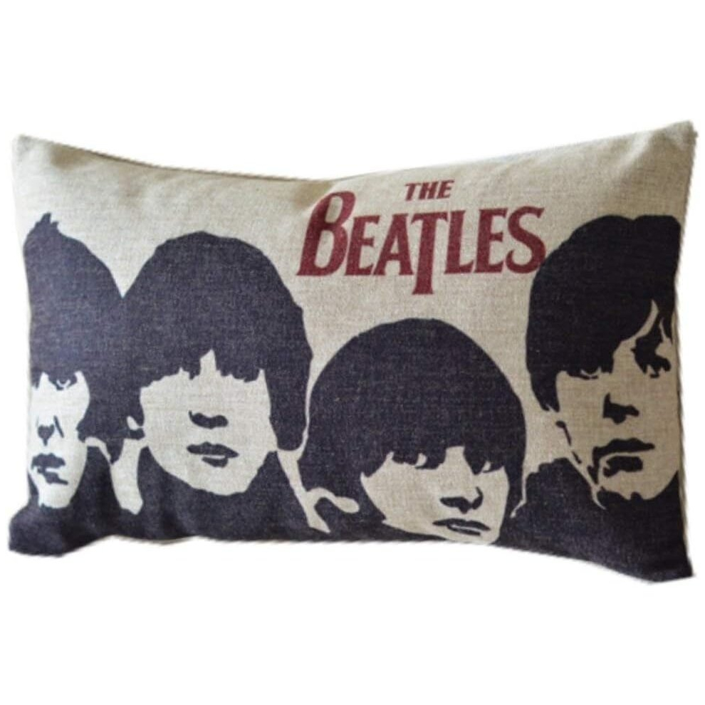 The Beatles Limited Memorabilia Retro Throw Pillow Case Decor Cushion Covers Oblong 2012 Beige Black Cotton Blend Linen (50cmx75cm)