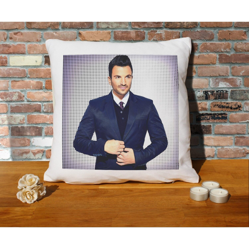 Peter Andre Cushion Pillow - Silver Grey - Pop Art - 100% Cotton - Available with or without filling pad - 40x40cm