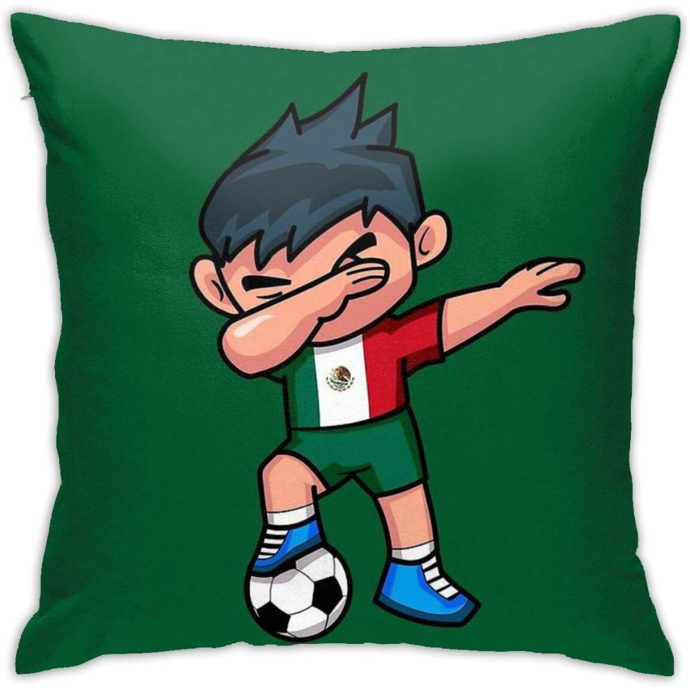 Soccer Boy Dabbing Mexico Pillowcase Home Decorative Throw Pillow Covers for Sofa Couch Cushion Pillow Cases 18x18 Inch-image-OPC-PCRRVHJ-NEW