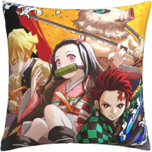 Soft and Comfortable Demon Slayer Cushion Covers 45 X 45 Cm Square Throw Pillowcases Outdoor Decor 18 X 18 Inch Double-Sided Printing