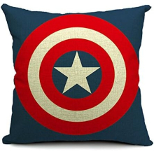SHAA, Captain America's shield Printed Cotton Linen Decorative Throw Pillow Cover, 17.7" x 17.7"