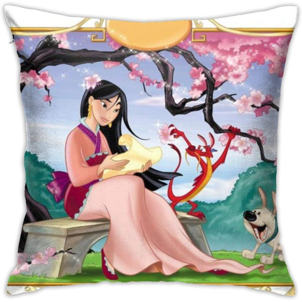 Hua Mulan Throw Pillow Covers Decorative Cotton Pilloases for Living Room Sofa Couch Bed Soft Pillow Cases 45CM*45CM