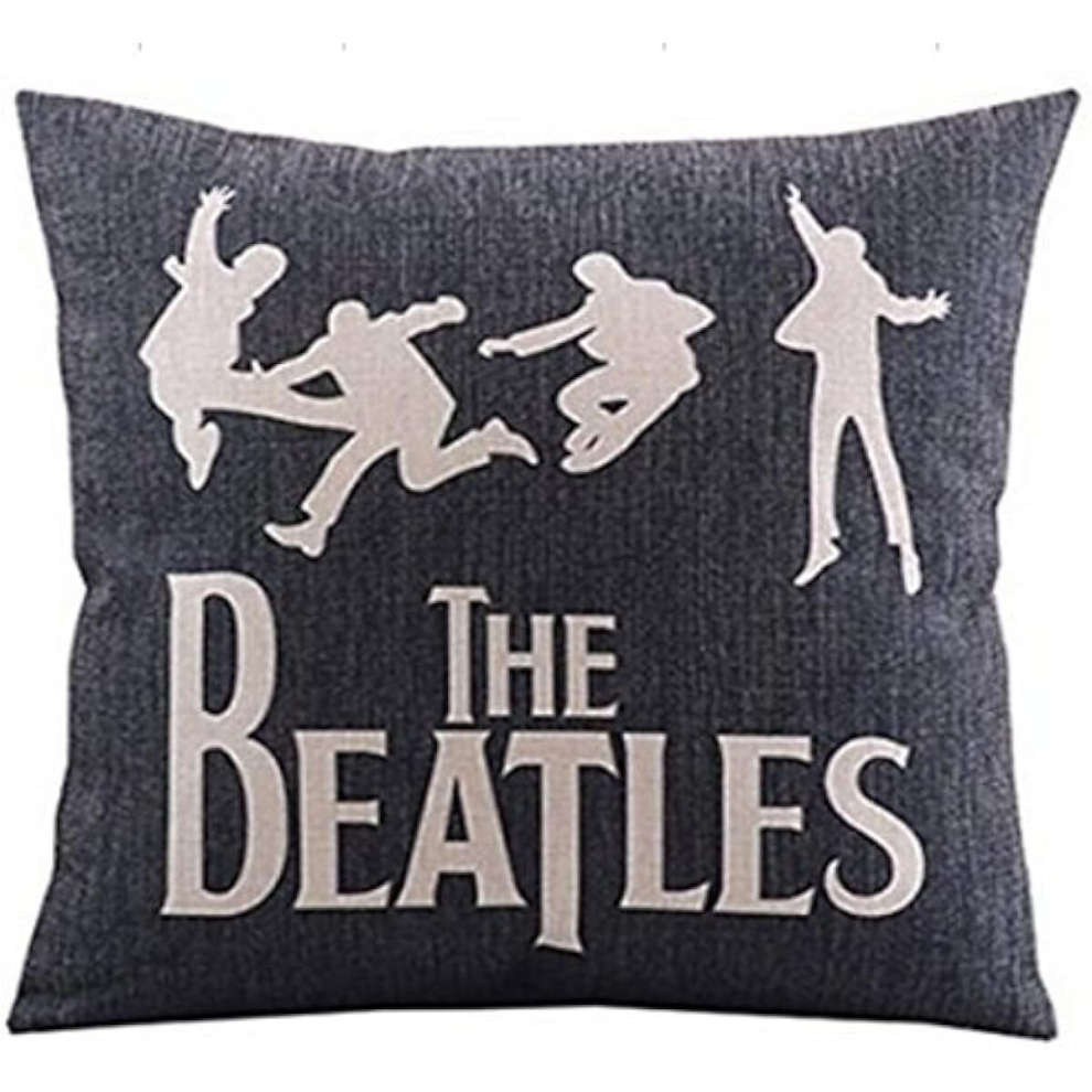 Cotton Linen Decorative Throw Pillow Case Cushion Cover the Beatles Music Black Square 18"-Black