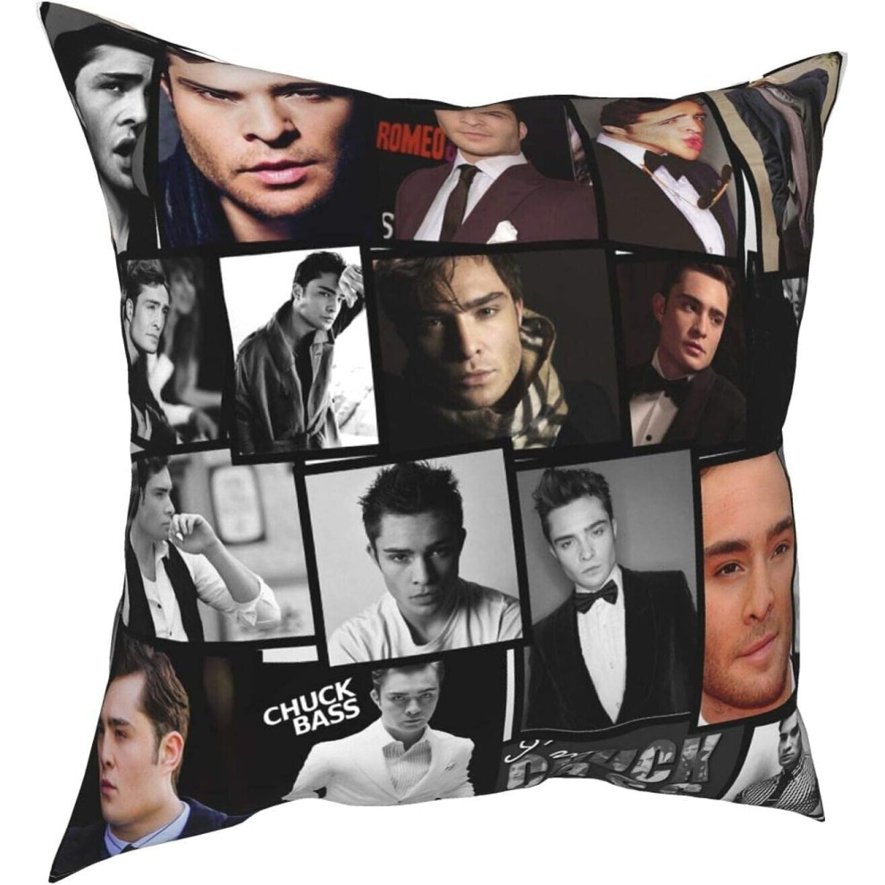 Chuck Bass I Love U Home Decor Square Throw Pillow Covers, Removable Decorative Cushion Cover for Sofa Bedroom 18"x18"