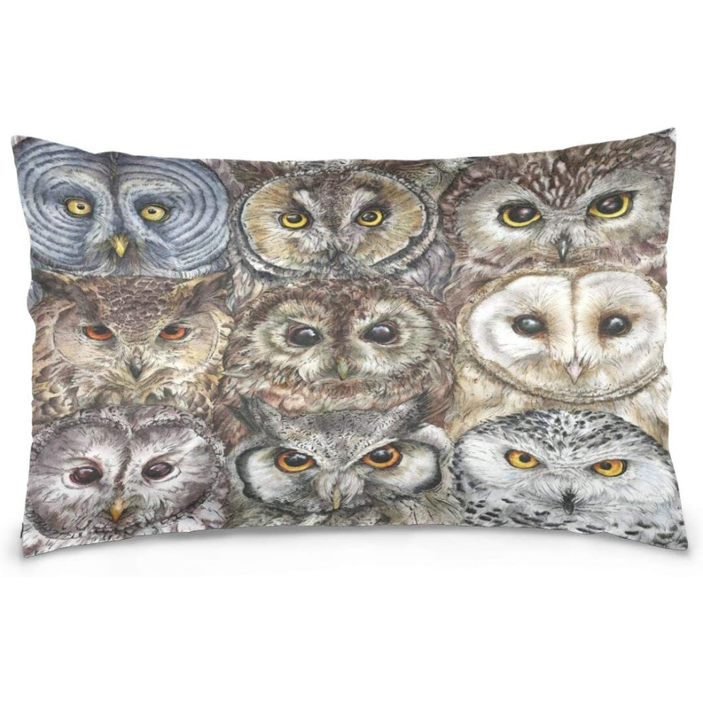 Cute Owl Retangle Zippered Pillow Case Cover Pillow Case Decorative Cotton Pillowcase (50cmx75cm)