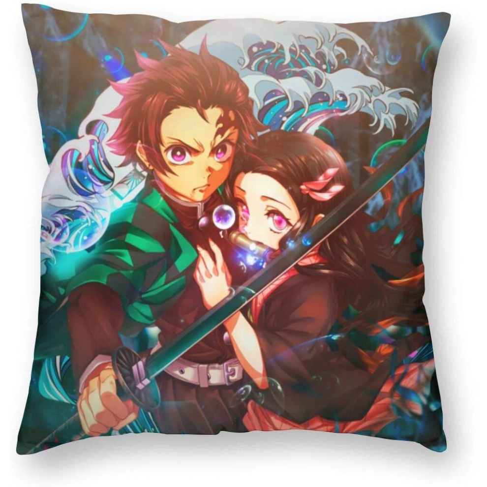 Demon Slayer Kimetsu no Yaiba Anime Throw Pillow Luxury Breathable Cushion Cover Decorative Square Soft Pillowcase Accent Pillow Case 18" x18"-image-OPC-PCRS9X2-NEW