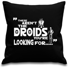 Obi Wan - These Aren't the droids quote Star Wars - Black canvas 8oz Cushion Cover 45x45cm square, concealed zip