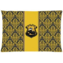 PbP Custom Harry Potter Hufflepuff Logo Bllack And Yellow Floral Rectangular Pillow Case