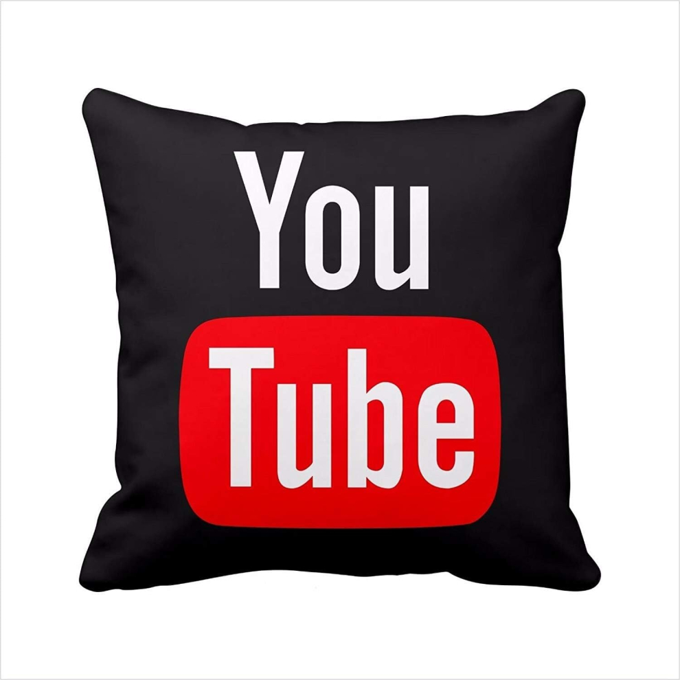 YouTube pillow cover,YouTube pillow case,social media logo YouTube throw pillow cover pillowcase Square Zippered Pillowcase Black (40cmx40cm)