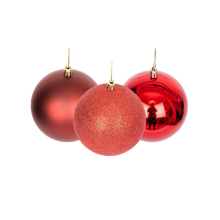 (Dark Red, 18 Pieces) Christmas Baubles Set Shatterproof Glitter Matte Shiny Finish 6cm Festive Décor