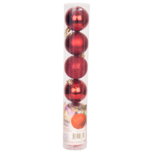 (Dark Red, 6 Pieces) Christmas Baubles Set Shatterproof Glitter Matte Shiny Finish 6cm Festive Décor