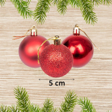 (Dark Red, 9 Pieces) Christmas Baubles Glitter Matte Shiny Finish 5cm Shatterproof Festive Decorations Set