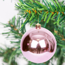 (Pale Pink) Shatterproof Christmas Baubles Glitter Matte Shiny Finish 15cm Xmas Decorations