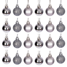 (Mid Grey, 12 Pieces) Christmas Baubles Glitter Matte Shiny Finish 3cm Shatterproof Festive Decorations Xmas Décor
