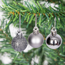 (Mid Grey, 24 Pieces) Christmas Baubles Glitter Matte Shiny Finish 3cm Shatterproof Festive Decorations Xmas Décor