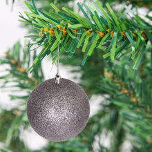 (Mid Grey, 6 Pieces) Shatterproof Christmas Baubles Assorted Matte Glitter Finish 10cm Festive Decoration