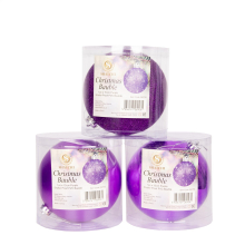 (Purple) Shatterproof Christmas Baubles Glitter Matte Shiny Finish 15cm Xmas Decorations