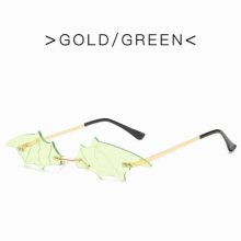 Cosplay Sun Glasses Metal Frame Party Rimless Slim Sunglasses Bat Shaped Women Sunglasses