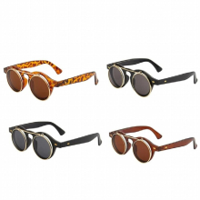 4 Pairs Flip Up Sunglasses Retro Round Goggles Steampunk Sunglasses For Party Sunglasses