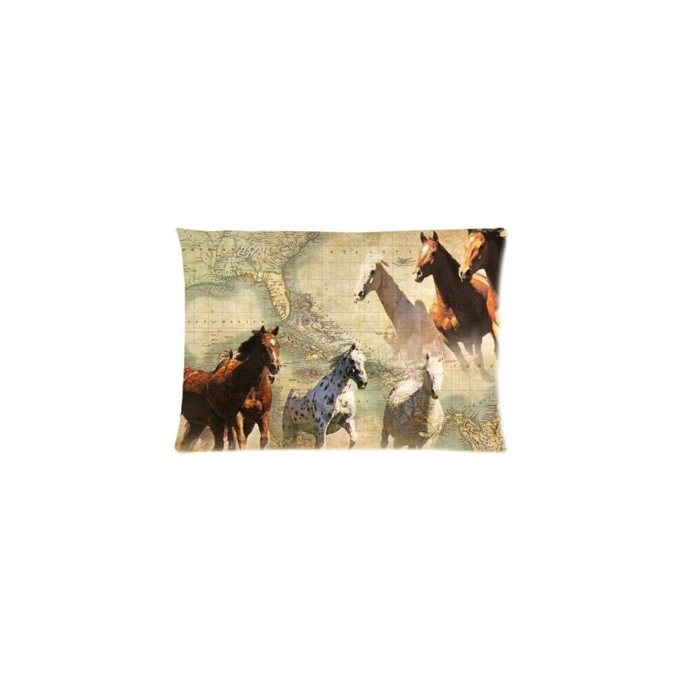 Soft Pillow Covers Decorative Case Running horse Throw (50cmx75cm)-image-OPC-PCRS929-NEW