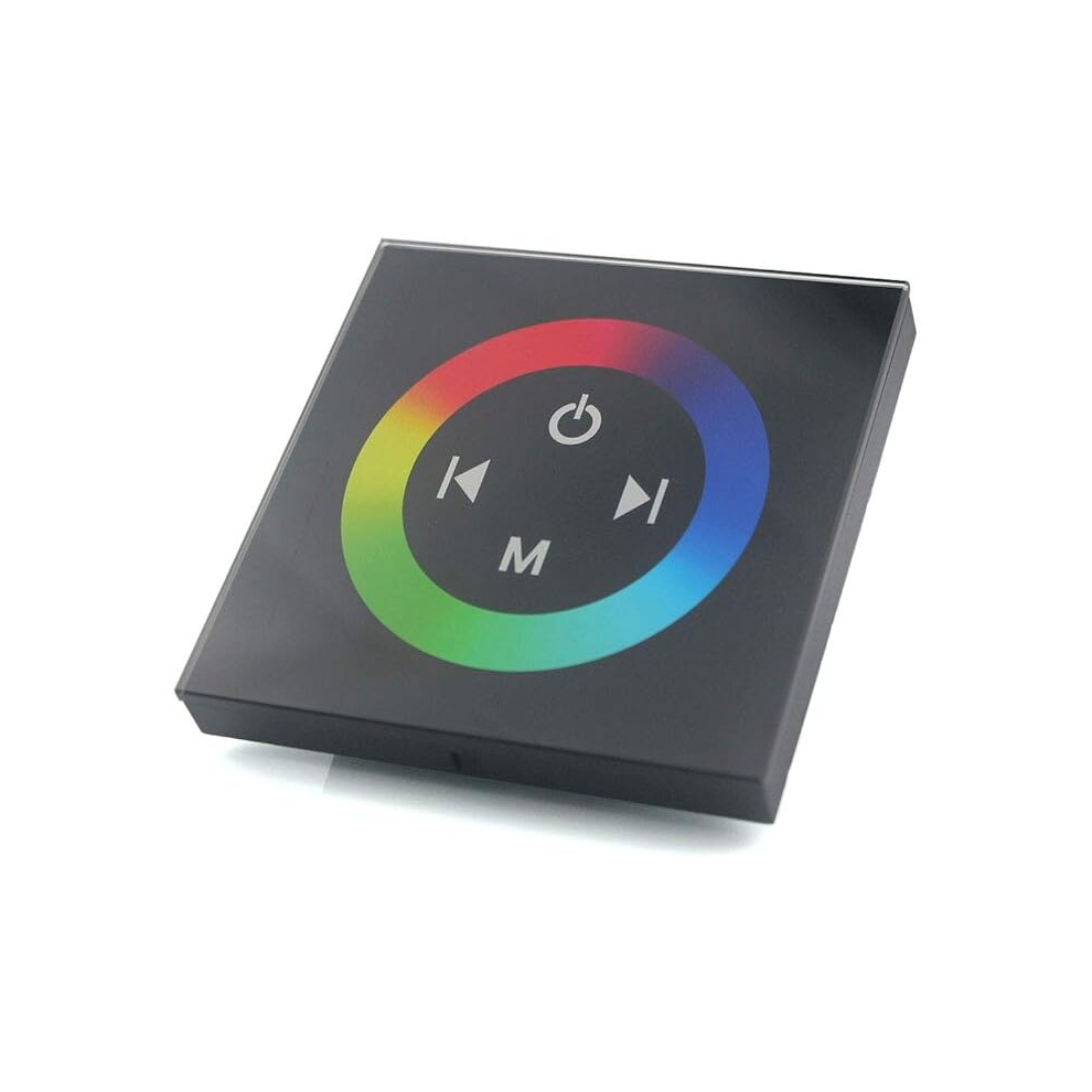 RGB LED Touch Panel Controller Black 12-24V 288W Glass Design Optics for Colour Changing Strips 4-Pin