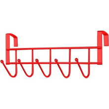 Over The Door Hook, Over Door Hanger for Coat, Towel, Bag, Robe - 5 Hooks (red, 1 Pack)