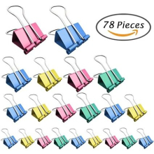 78 Pcs Binder Clips, Assorted Sizes and Colors