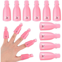 Nail Polish Remover Clips Set, Nail Art Soak Off Clip Cap UV Gel Polish Remover Wrap Nail Tool, 10Pcs (Pink)