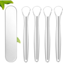 10 Pack Tongue Scraper Cleaner Stainless Steel Tongue Scrapers Grade Metal Tongue Scraping Cleaner with Carrying Case for Dental Hygiene Oral Care