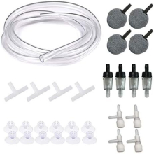 29 PCS Airline Tubing 4mm Air Pump Accessories with Air Stone, Check Valve, Suction Cups, Adjusting Valve and T Connector for Aquarium Fish Tank
