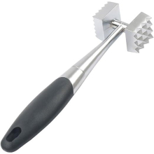 Meat Tenderizer Meat Hammer Stainless Steel Long Handle Double-Side Metal Meat Tenderiser Perfect Kitchen Tool for Beef Steak Chicken Pork and Veal