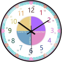 Kids Wall Clock Educational Learn Colorful Non Ticking Mute Clock Time Teacher For Kids,Girls,Boys Classroom,Bedroom,Living Room,Nursery