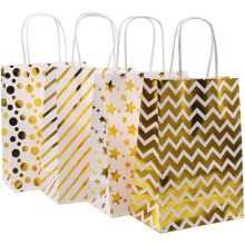 12 Pieces Paper Gift Bags Bronzing Different Models Party Bags with Handle for Birthday Tea Party Gift Wedding and Party Keepsake Celebrations